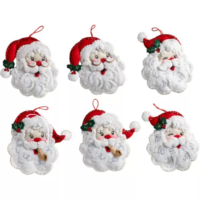Bucilla Felt Ornaments Applique Kit Set of 8-Santa on The Go 89281E
