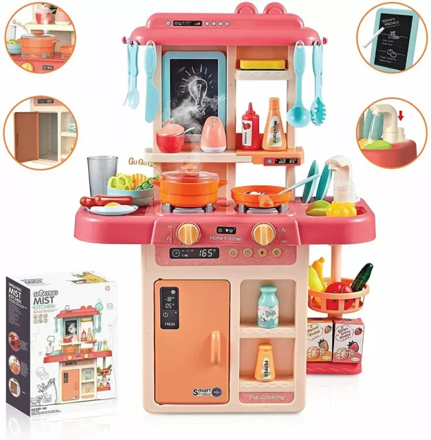 Kids Kitchen Pretend Play Set Girls Cooking Large Big Toy With Light Sound Gift