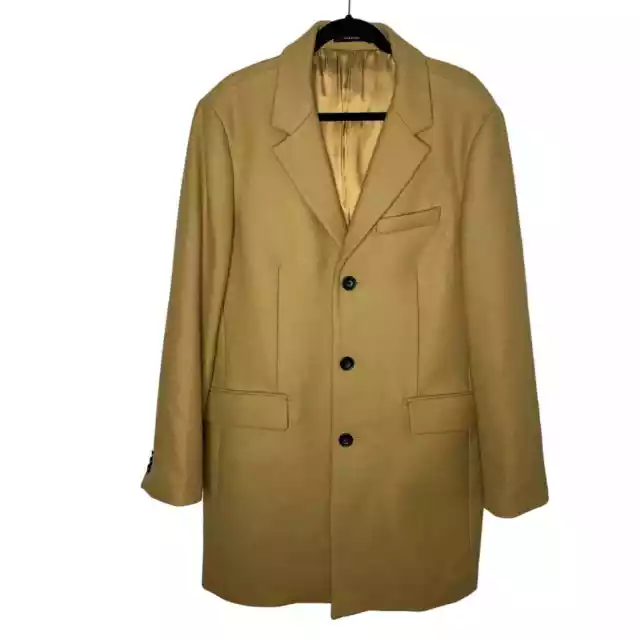 Club Monaco Wool Blend Trench Topcoat 3 Button Coat Camel Men's 42