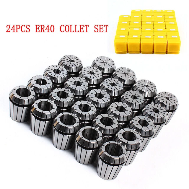 24 pcs/set ER40 Collet Set Metric Size High Precision Spring Clamping Collet Kit