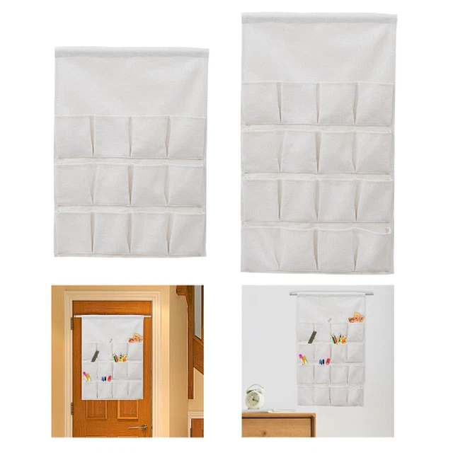 SAVORLIVING 30 Pochettes Transparentes Pour Le Tableau De Classe, Tableau De Poche Pour Le Support De Téléphone, Porte Murale Suspendue, Support De Calculatrice Avec Crochets (Beige