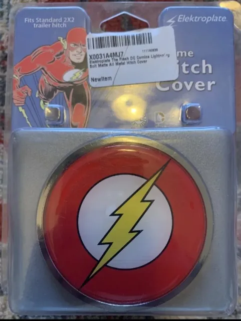 Flash Chrome Metal Black Hitch Cover (Seal) DC Comics Licensed Brand New.