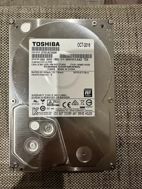 Hard Disk Toshiba 2TB, Interno, 7200 RPM, 3.5"