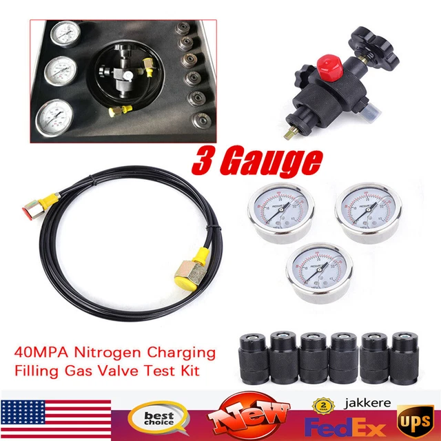 HYDRAULIC ACCUMULATOR NITROGEN Charging Fill Gas Valve Pressure Test