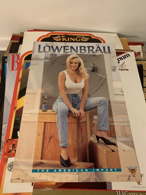 Vintage Poster 30”x20” Lowenbrau Malt Liquor The American Import Model Ad Promo
