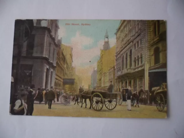 Antique Vintage Colour Postcard Pitt Street Sydney Art Series Posted 1906