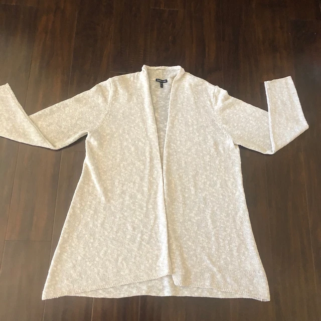 Eileen Fisher women’s Large Beige Open Front Linen Blend Cardigan