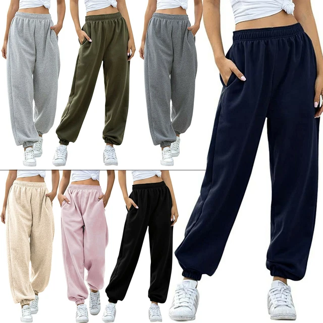 Womens Jogging Bottoms Ladies Fleece Joggers Gym Sweatpants Drawstring Trousers