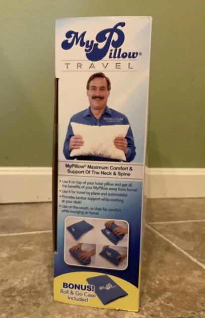 MY PILLOW Go Anywhere Travel Desk Pillow Daybreak Blue Roll & Go Pillowcase NIB 3