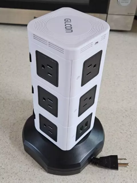 Power Strip Tower GLCON Surge Protector Tower Fast Wireless Charger + 4 USB 5V/5