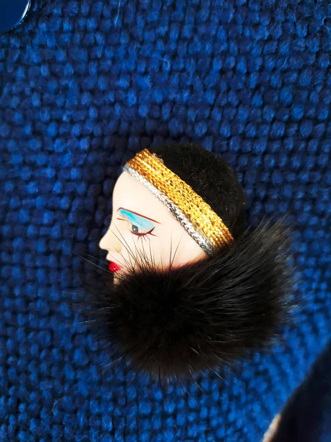 Broche Rétro Années 80 - Dorée Et Verre - Vintage Sans Marque