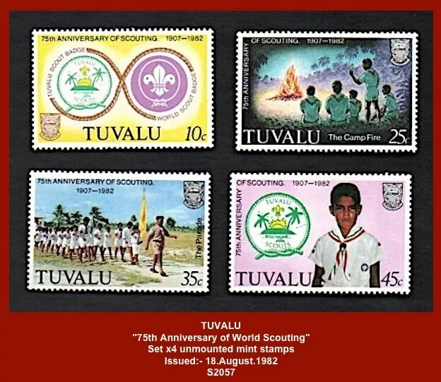 TUVALU 1982 "75th Anniversary World Scouting"  - Set x4 unmounted mint stamps