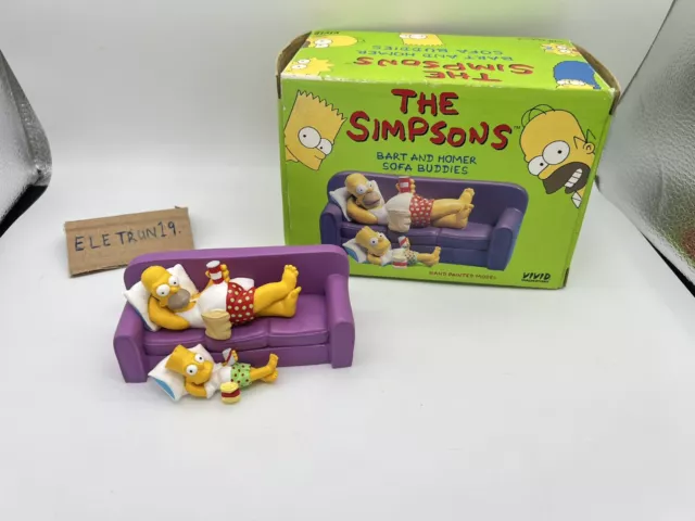 The Simpsons Bart Homer Sofa Buddies Boots Ceramic Statue Model 1997 Vivid.