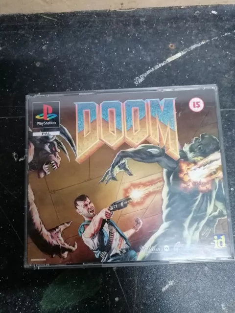 DOOM PS1 RARE BIG BOX COMPLETE rare black label FPS Sony