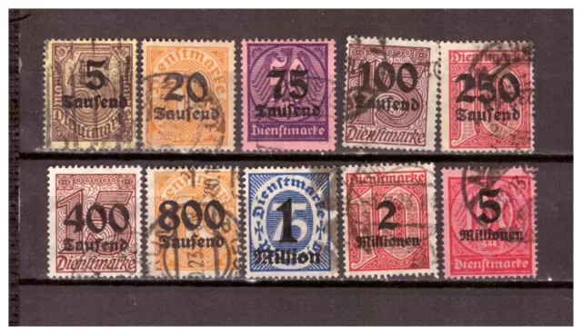 Deutsches Reich Sammlung Dienstmarken Mi.89-98 komplett gestempelt