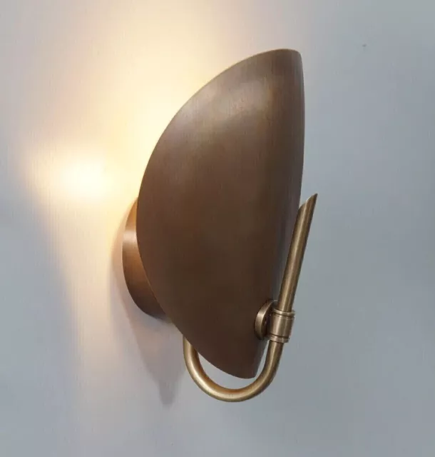 Mid Century Italian Style Mini Curved Disk Shades Wall Sconce Modern Brass Light