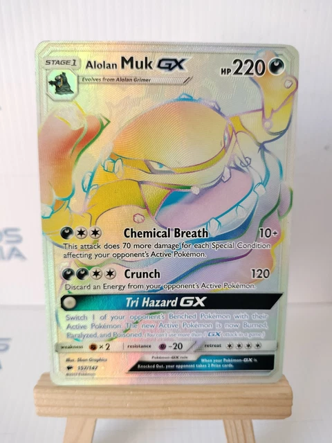 Pokémonkarte Alolan Muk GX 157/147 brennende Schatten Regenbogen selten (30)