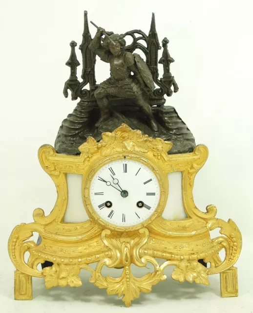 WUNDERSCHÖNE  ROMANTISCHE  FRANZÖSISCHE KAMIN UHR  ca 1840 FADEN AUFHÄNGUNG.