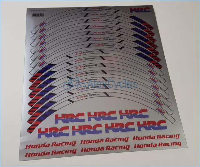 HONDA HRC Racing Equipment Wheel Rim Silver Laminated Stripes Decals Stickers