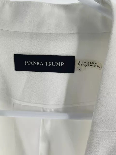 Ivanka Trump Jacket Women 16 White Ivory Blazer Open Front Long Sleeve Lined 2