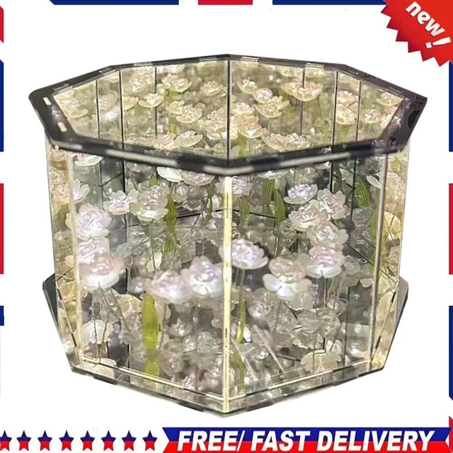 DIY LED TULIP/ROSE Mirror Night Light Simulation Flower Octagonal
