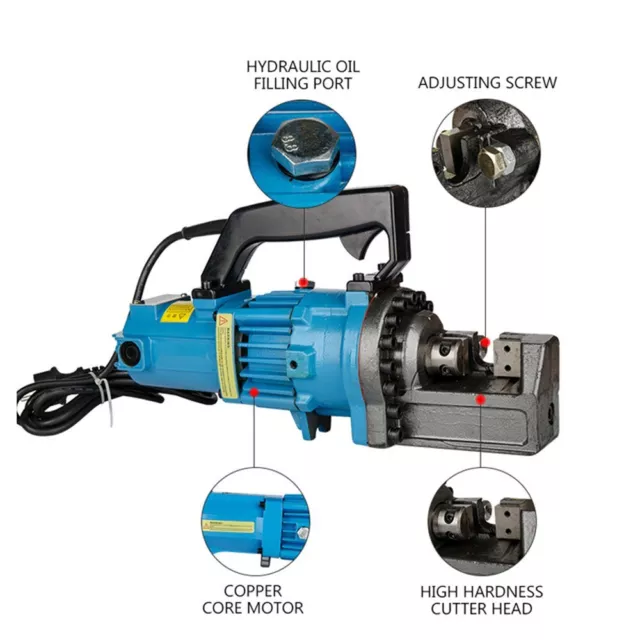 Máquina de corte de barra de refuerzo hidráulica eléctrica herramienta de corte de barra de acero portátil 4-22 mm