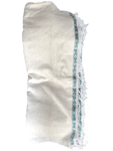 Ethiopian Eritrean Traditional Large Gabi with Aqua Green Embroidery