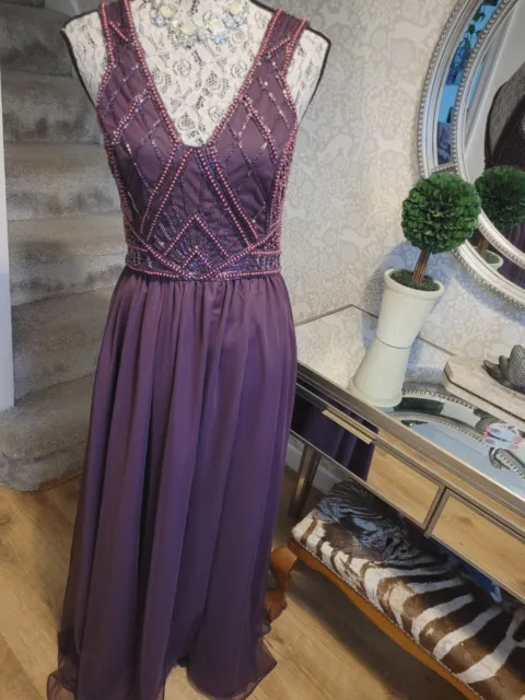 ASOS purple beaded occasion dress size UK10 BNWT Stunning!