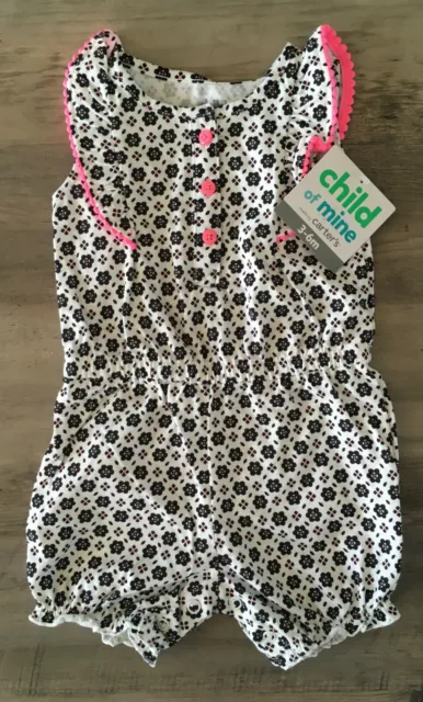 CARTER'S CHILD of MINE Infant Girls Ruffled Floral One Piece Outfit - 3-6M - NWT