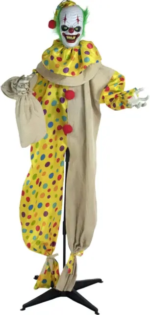 NEW 65-In. Animatronic Clown, Indoor/Outdoor  Battery-Operated, Flashing Red Eye