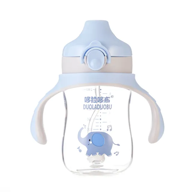 Taza de paja 240 ml diseño de pezón de simulación alta a prueba de fugas taza de aprendizaje bebé saludable
