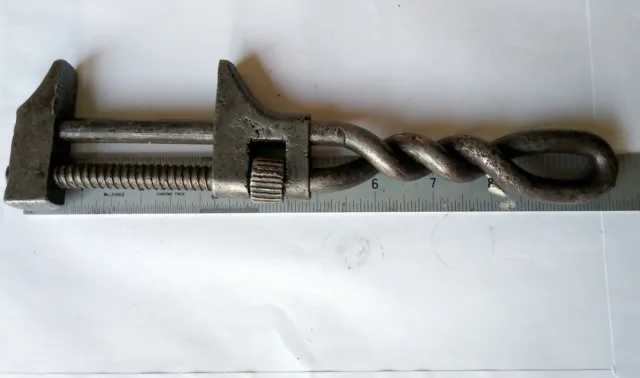 Llave de tubo de hierro trenzado antigua llave de tubo de colección plomeros llave de tuerca de 10
