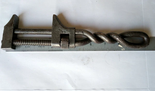 Llave de tubo de hierro trenzado antigua llave de tubo de colección plomeros llave de tuerca de 10