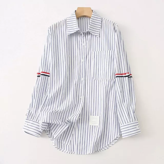 Thom Browne Vertical Stripe Long Sleeve Shirt Loose Casual Shirt