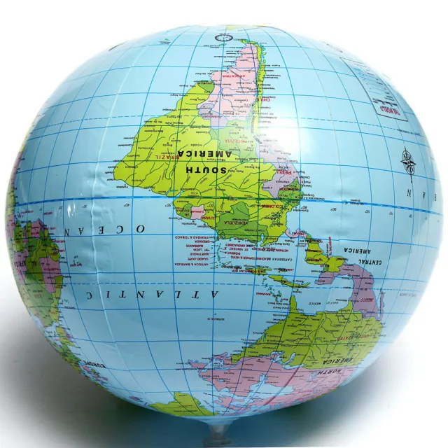PVC Inflatable Blow Up World Globe 40CM Earth Atlas Ball Maps Geography Toy*PN