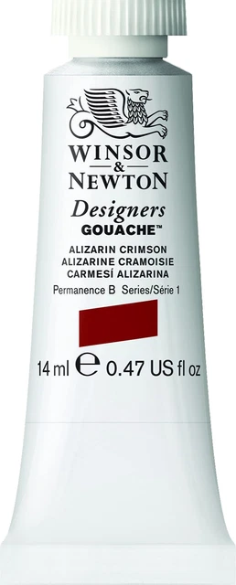 Winsor and Newton Designer Gouache 14 ml Alizarin Carmesí, serie 1