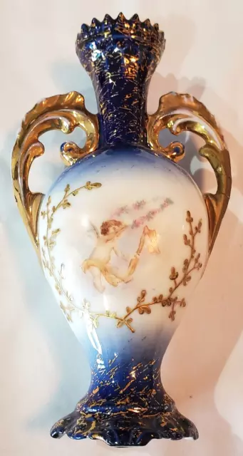 Antique Blue Carlsbad Small Vase by The Victoria Porcelain Co. Carlsbad Austria