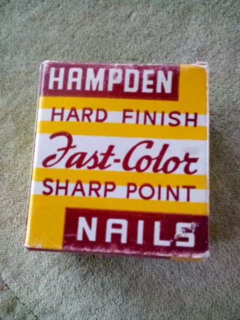 Vintage Full Box of Fast-Color Sharp point Nails Yellow