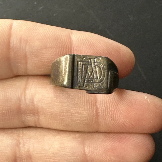 Bague Ancienne Argent Massif 925 – Style Art Déco Avec Agate – Taille 51