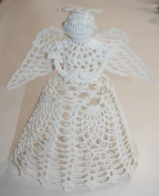 Ecru Doily Angel Christmas Figure Hand Crocheted Tabletop Tree Topper