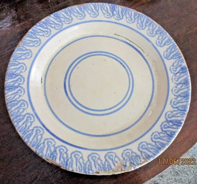 PIATTO O FANGOTTO ceramica decoro mano BLU - CALTAGIRONE XIX secolo cm. 36