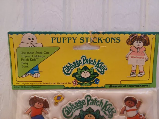 Vintage 1983 Cabbage Patch Kids Puffy Stick-Ons Lot Of 2 New Sealed Nos 80'S 3