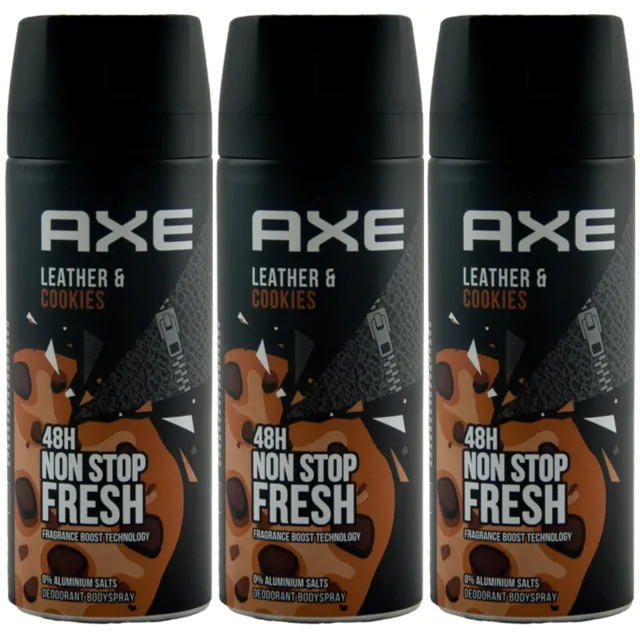 Axe Desodorante Spray Cuero & Galletas 3 X 150ml para Man 48H Protección