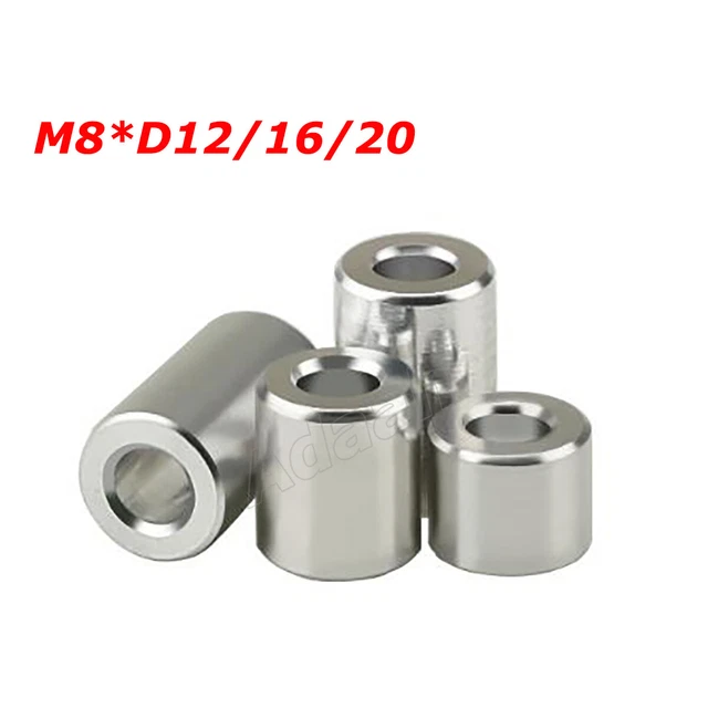 M8 Aluminum Spacers Standoff Alu Round Unthreaded Bushing Sleeve Washer Pillars