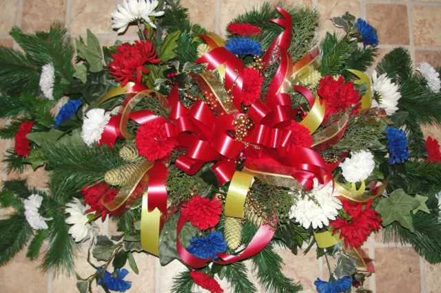 4th of July Patriotic Ribbons Grave Blanket Military Cemetery Headstone 5'x3'