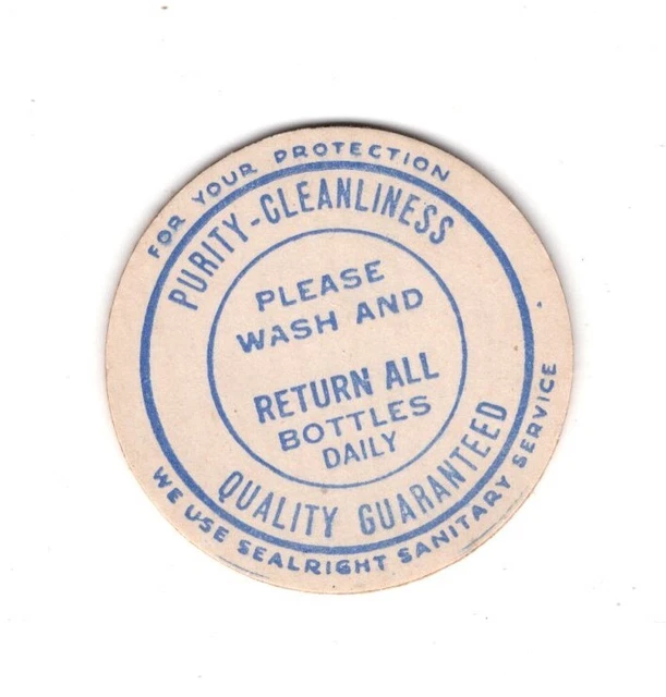 MILK BOTTLE CAP.  Sealright Sanitary Service