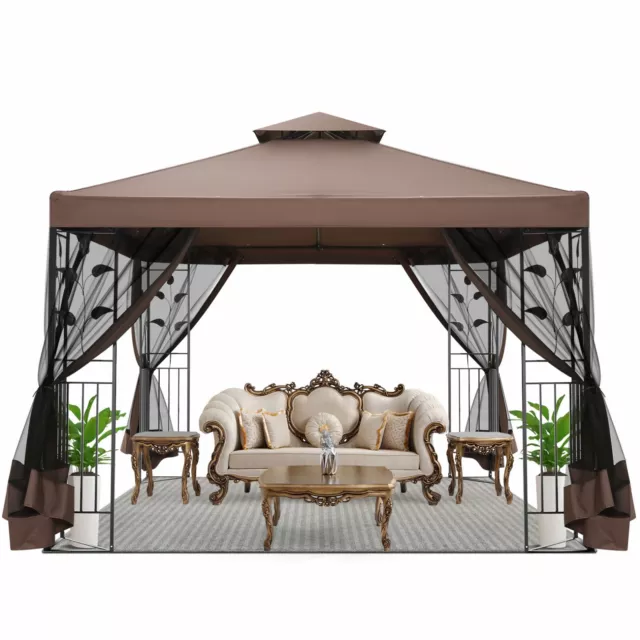 Gartenpavillon 3x3m Pavillion Pop-up Moskitonetz Doppeldach Faltpavillon Party
