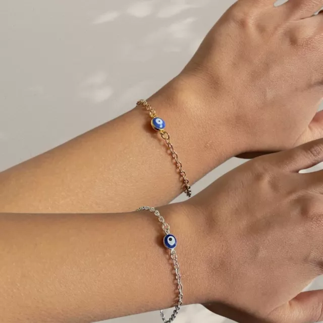 Evil Eye Hamsa Protection Bracelet, Evil Eye Bracelet, Silver Gold Lucky Charm