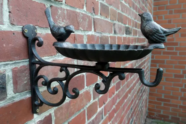 Vogeltränke Haken Futterschale Guss Vogelbad Gartendeko Vogelbad schwarz-braun