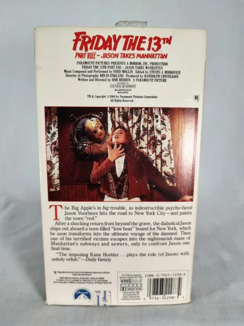 FRIDAY THE 13TH Jason Takes Manhattan VHS Tape Horror Movie Slasher Vorhees 1989 3